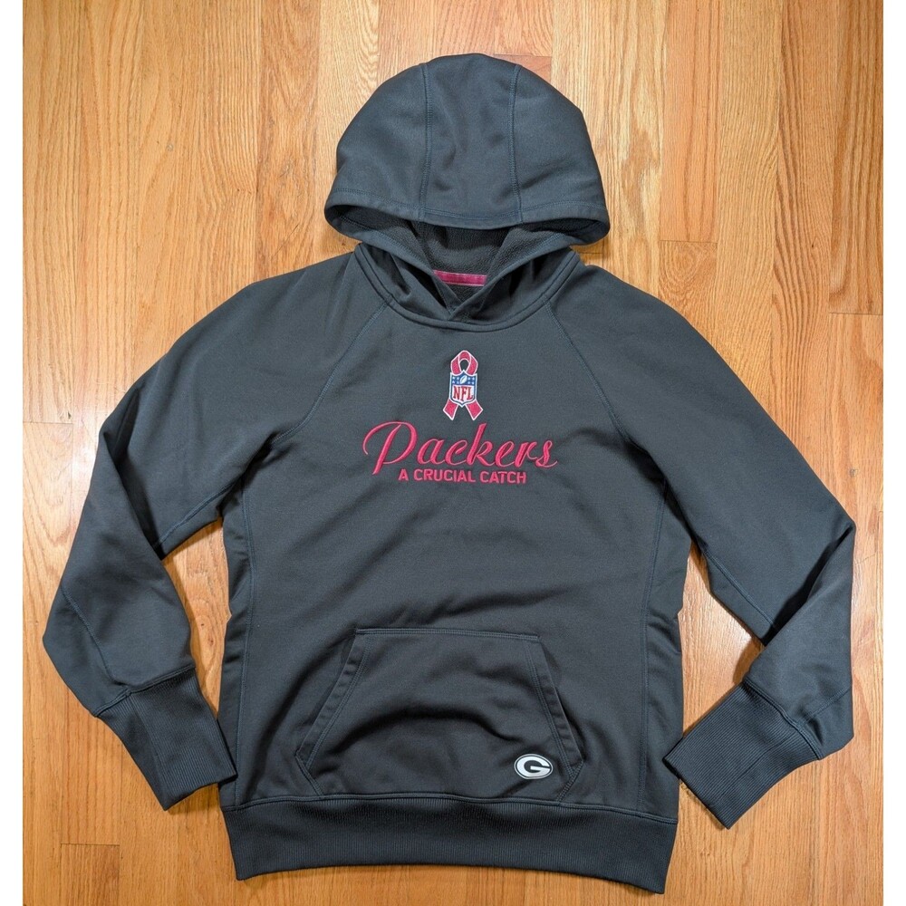 Green Bay Packers Women’s Nike Crucial Catch Hoodie Medium Cancer Awareness